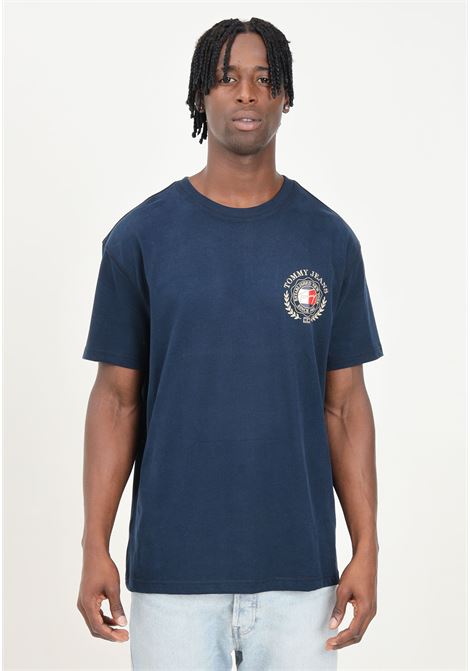 Blue short-sleeved T-shirt for men with maxi logo print TOMMY JEANS | DM0DM18540C1GC1G